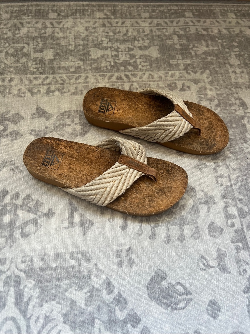 Reef Women's Cream Braided Strap Cork Footbed Sandals